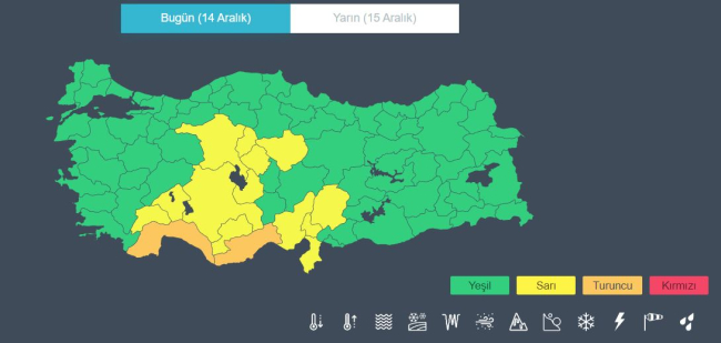 Meteoroloji'den 15 il için uyarı